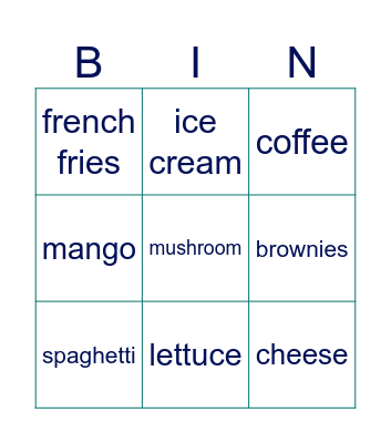 FOOD FOOD FOOD FOOD FOOD FOOD FOOD Bingo Card