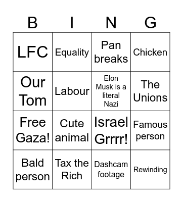 Jimmy "Have a day off" Shannon Bingo Card
