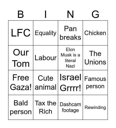 Jimmy "Have a day off" Shannon Bingo Card