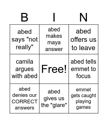 #ABEDCRASHOUT Bingo Card