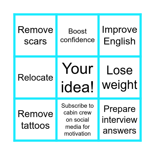Cabin Crew Preparation Bingo Card