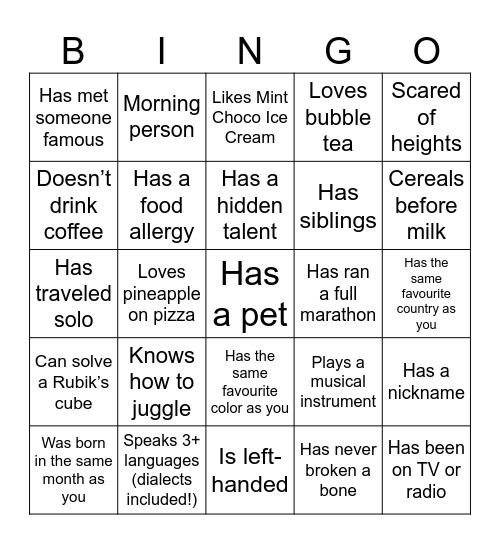 BINGO Card