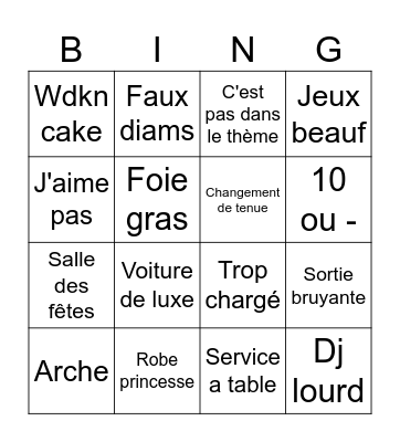 Chic et glam Bingo Card