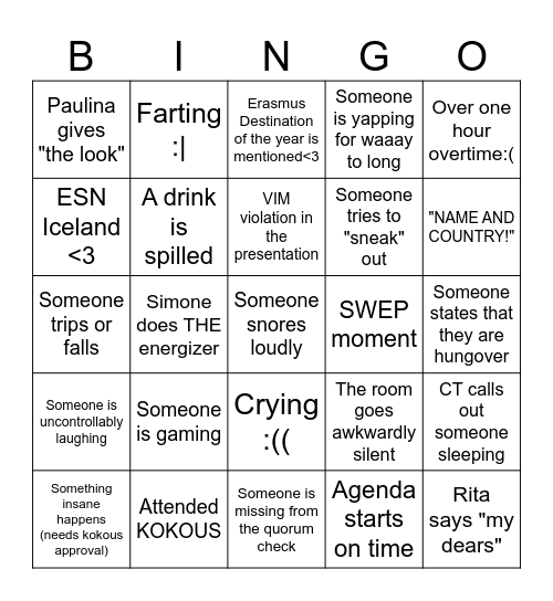 NEPsters GA Bingo Card