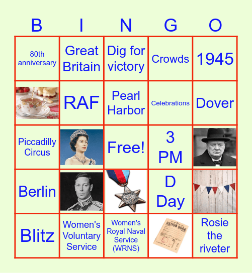VE Day Bingo Card