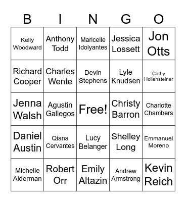 All Time Country Bingo Card