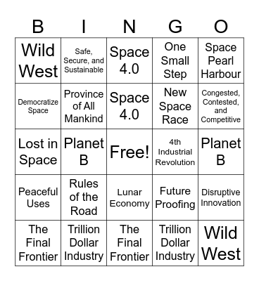 Space Trope Bingo Card