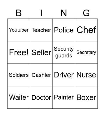 Jobs Bingo Card