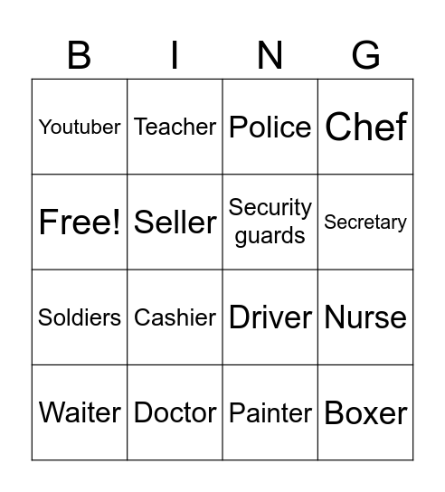 Jobs Bingo Card