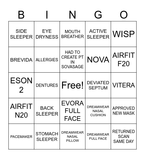 SOVASAGE Bingo Card