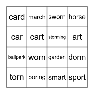 AR/OR Bingo Card