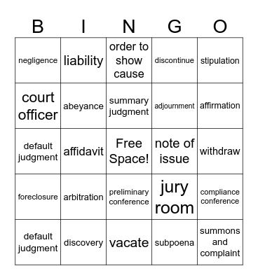 courthouse bingo! Bingo Card