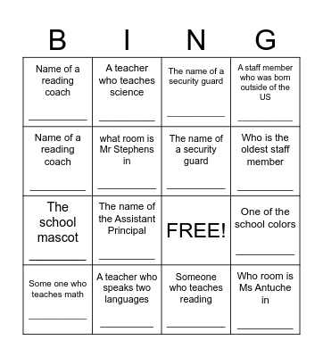Take Your Child To Work Day... Bingo Card