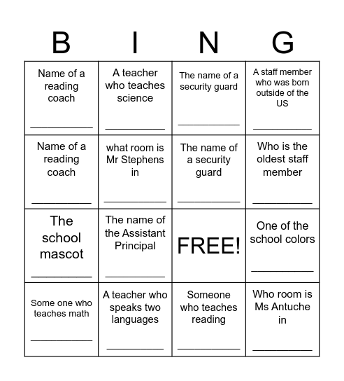 Take Your Child To Work Day... Bingo Card