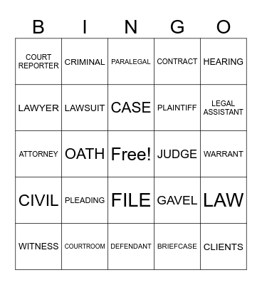 LAW FIRM BINGO Card