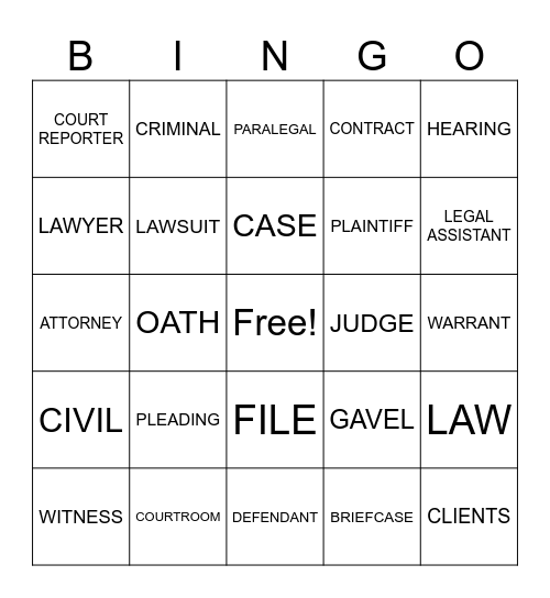 LAW FIRM BINGO Card