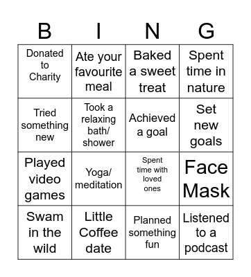 Wellness Bingo! Bingo Card