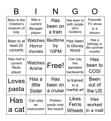 Friday Engagement Bingo Card