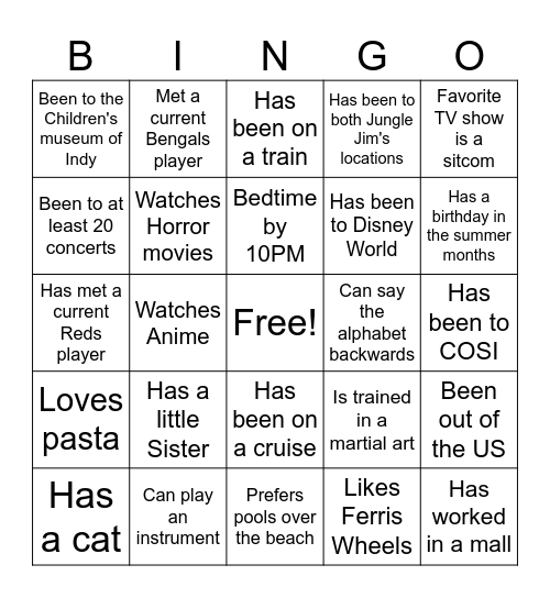 Friday Engagement Bingo Card