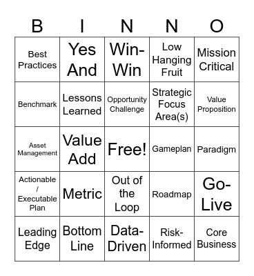 Corporate25 Bingo Card