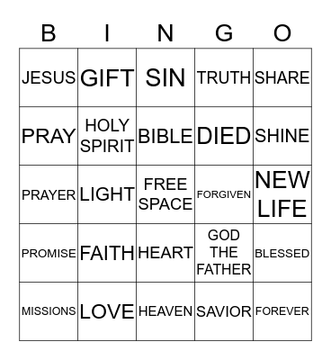 MISSIONS  BINGO Card