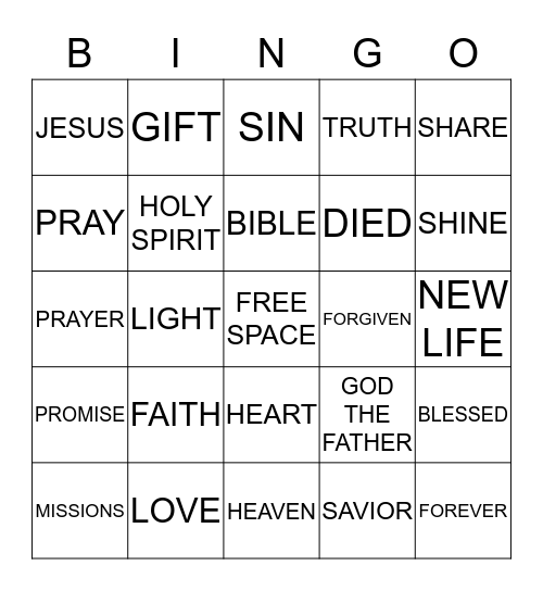 MISSIONS  BINGO Card