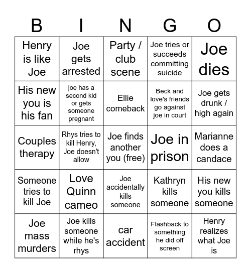 you season 5 bingo Card