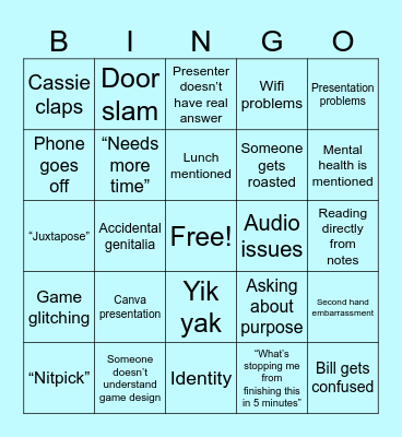 Senior critiques Bingo Card