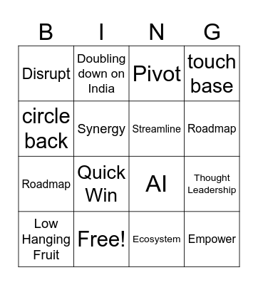 Tech Bingo Card