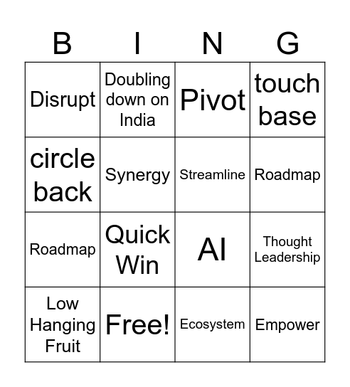 Tech Bingo Card