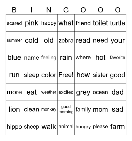 ASL Review Bingo Card