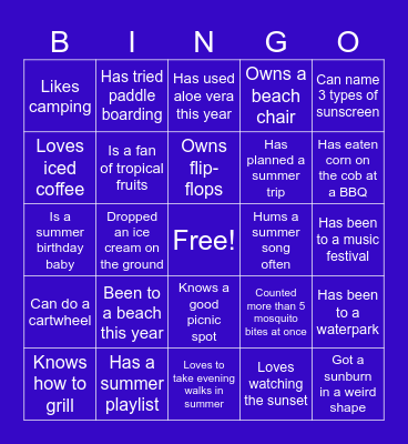 Summer bingo Card