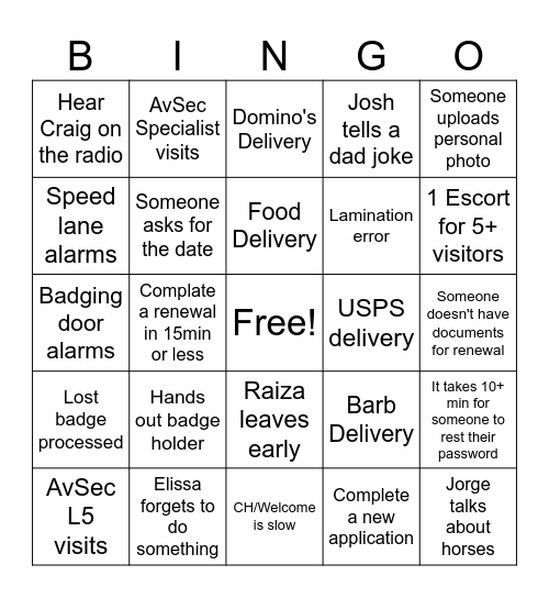 ** Credentialing ** Bingo Card