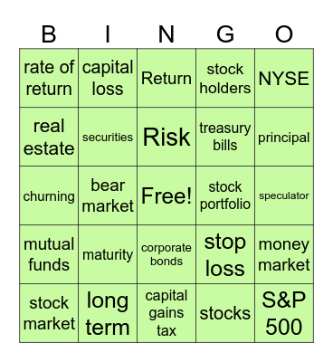 money flow Bingo Card
