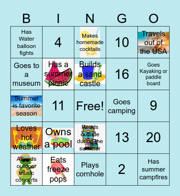 Summer Images Bingo Card