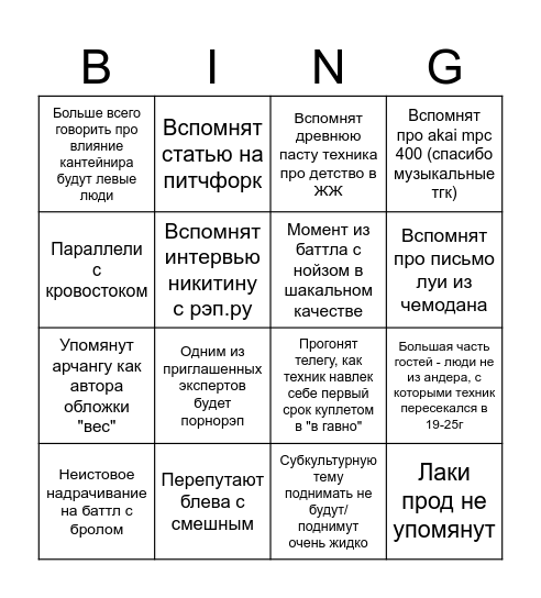 БИНГО ДОКУМЕНТАЛОК ПРО ТЕХНИКА Bingo Card