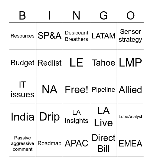 Camp Catalina Bingo Card