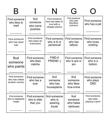 LGBT group People Bingo Card