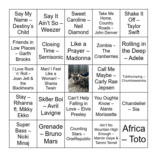 The Kitten Cradle Bingo Card