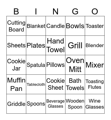 Wedding Shower Bingo Card