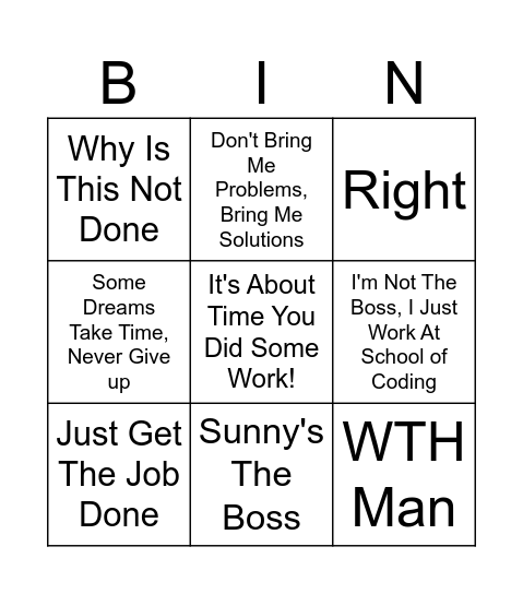 CEO Bingo Card