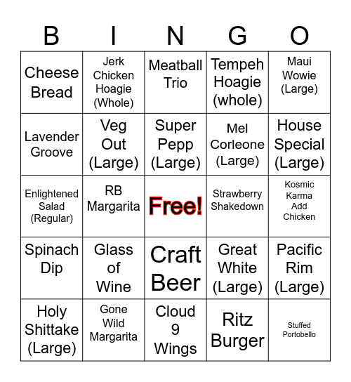 Mellow Bingo Card