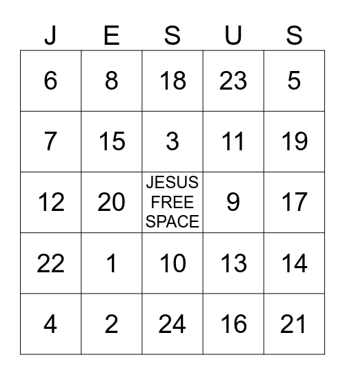 GOD'S LOVE Bingo Card