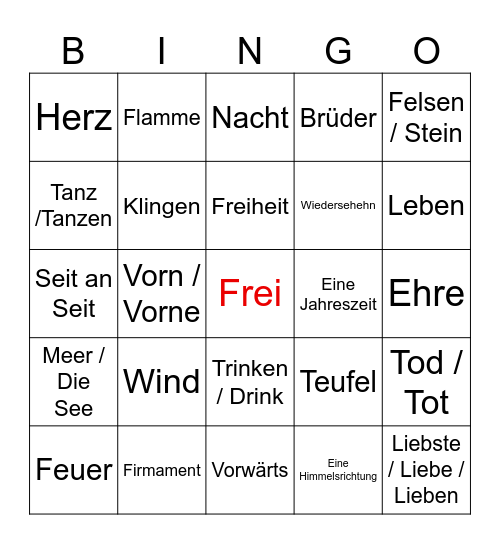 dArtagnan Bingo Card