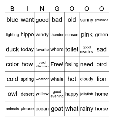 ASL Review 1-5 Bingo Card