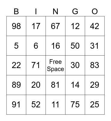 Bingo Card