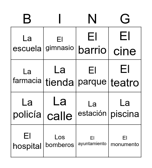 La ciudad Bingo Card