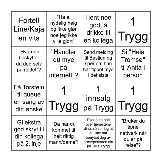 Fredagsbingo kjøh Bingo Card