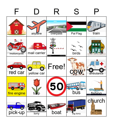 UK ROAD TRIP Bingo Card