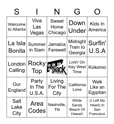 Cities, States, & Places Bingo Card